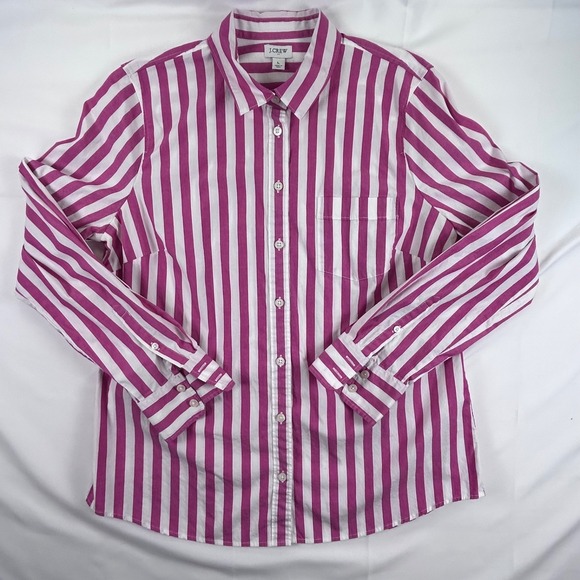J.CREW Tops - J. Crew Garcon Organic Cotton Striped Poplin Classic Button Down Shirt - size LG
